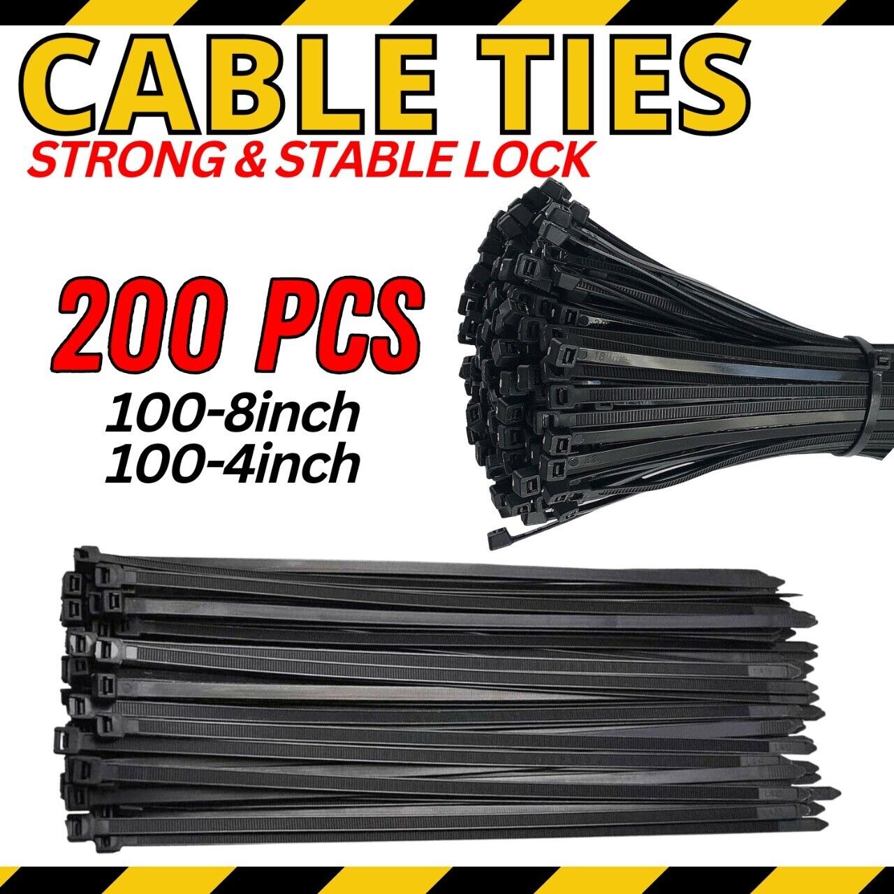 Pack Black Nylon Cable Ties 8