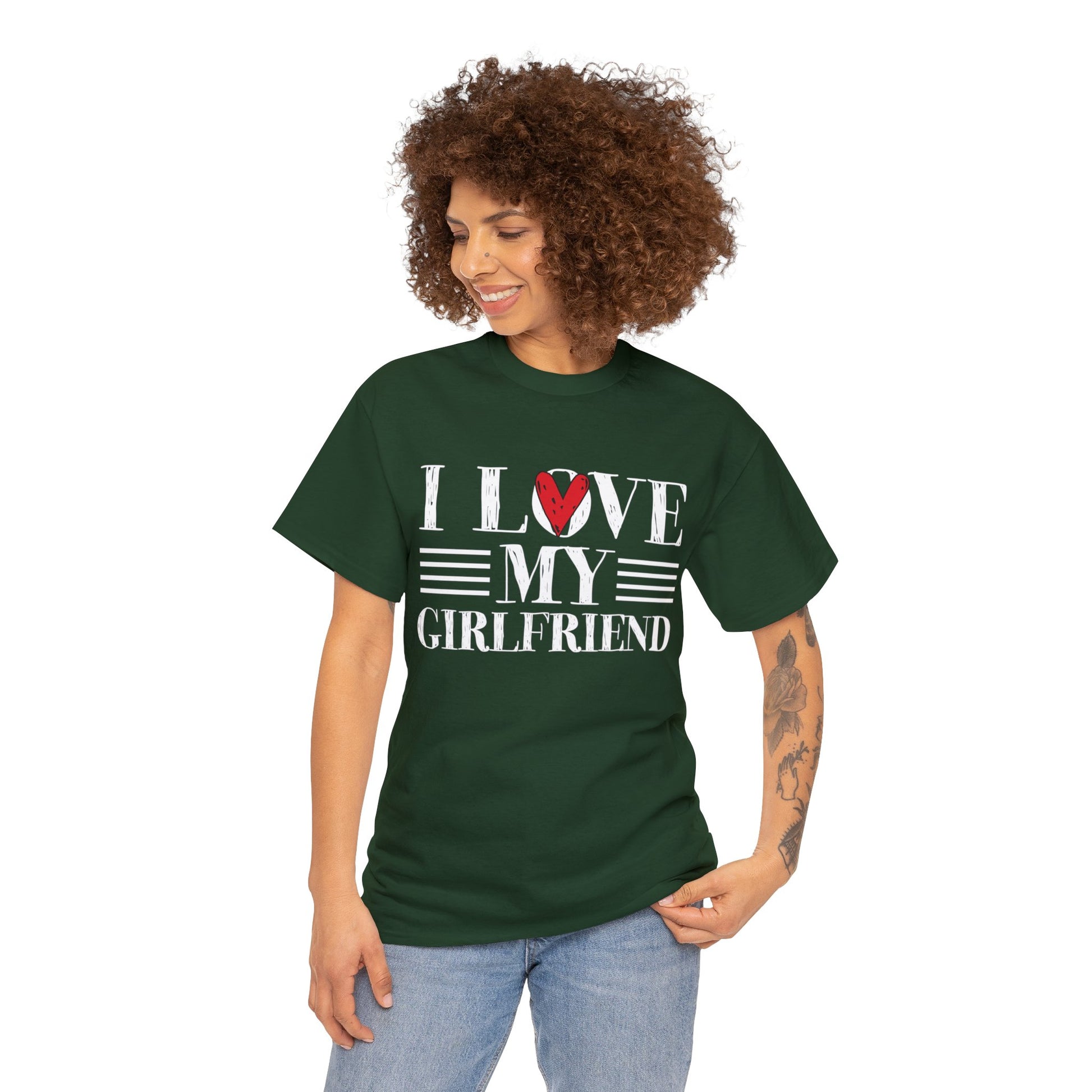 Heavy Cotton Tee T-Shirt Love My Girlfriend Women 4