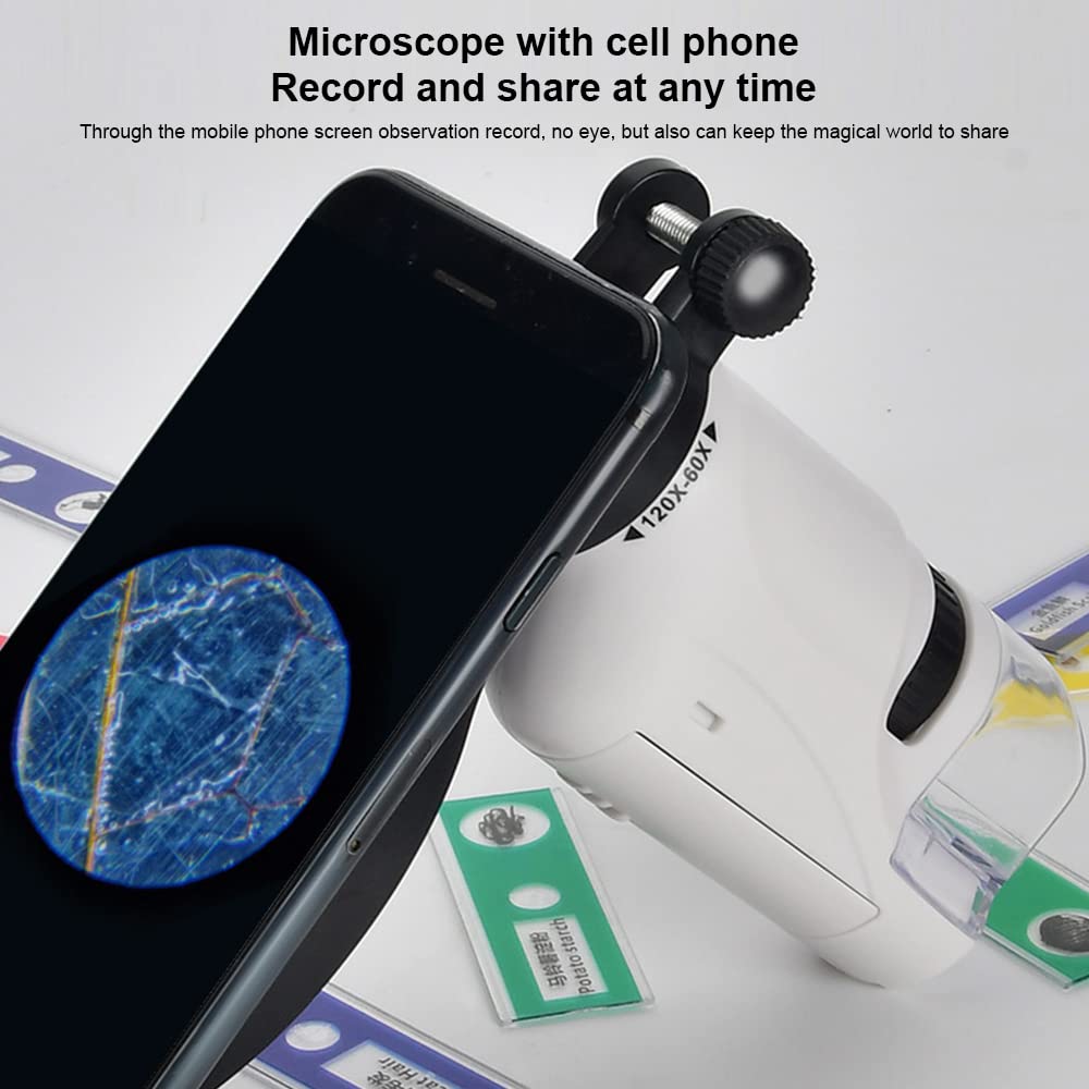 Mini Kids Pocket Microscope with LED Light 60X-120X 6
