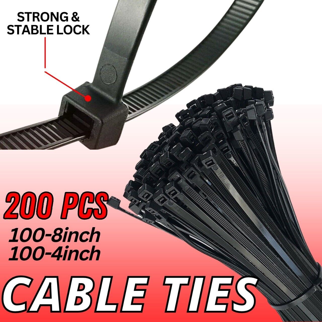 Pack Black Nylon Cable Ties 6