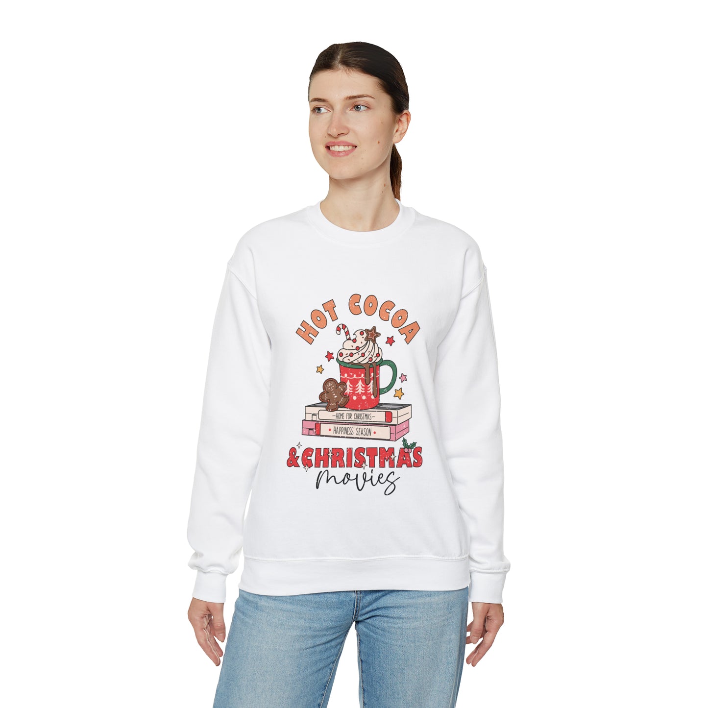 Hot Chocolat & Christmas Movies Unisex Sheet Heavy Blend™ Crewneck Sweatshirt