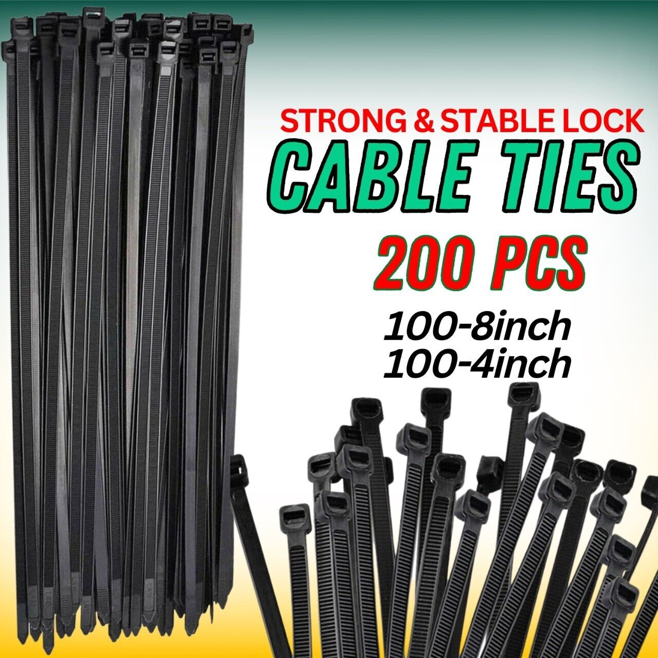 Pack Black Nylon Cable Ties 9