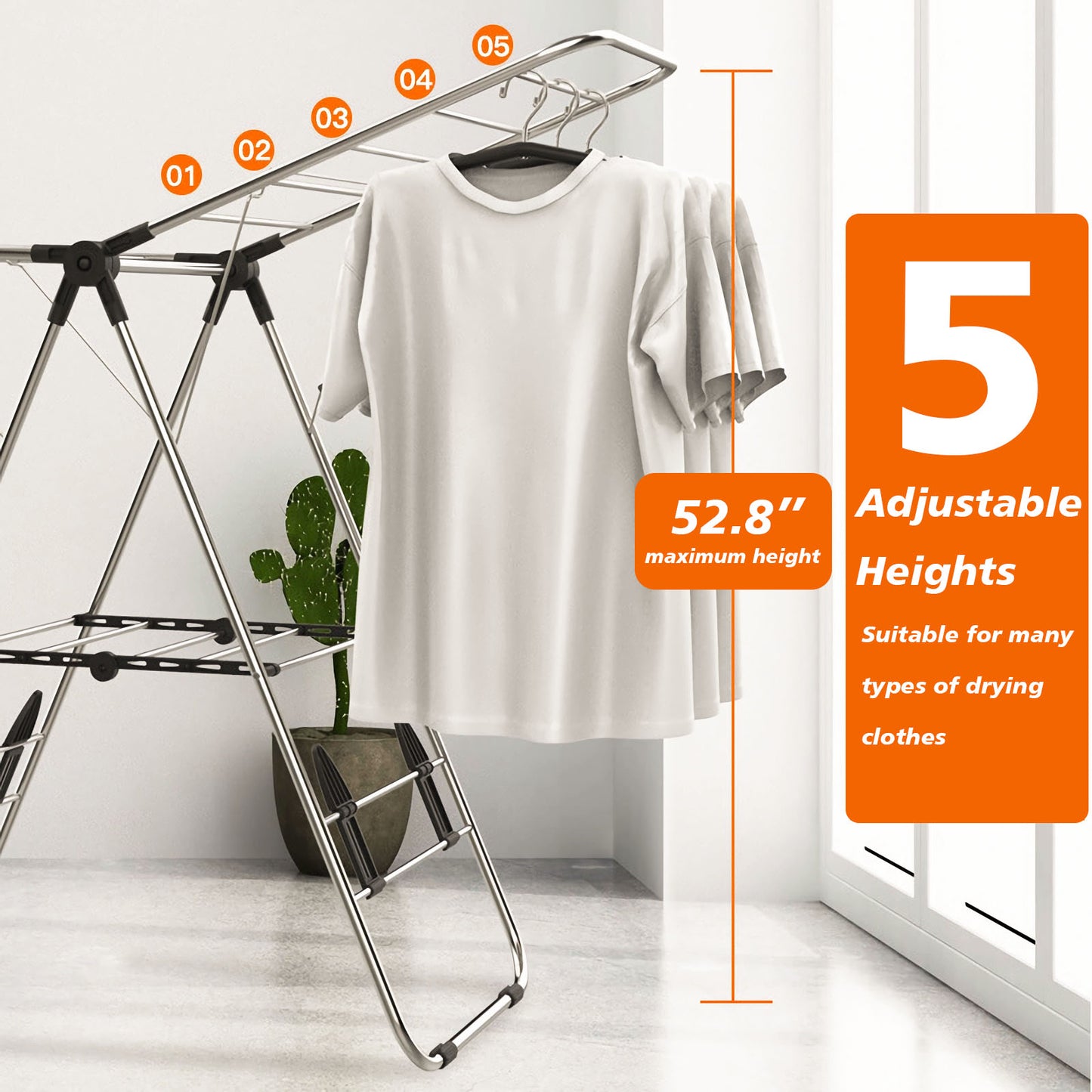 Foldable 2-Layer Stainless Clothes Drying Rack 5