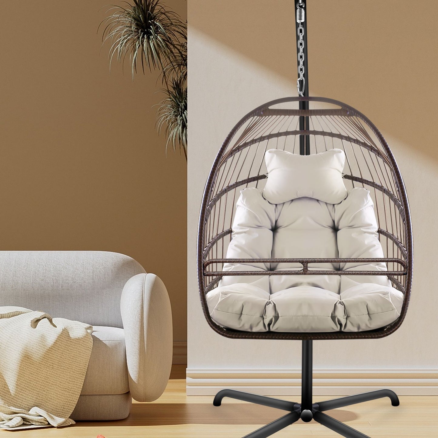 Swing Egg Chair: UV Cushion, Guardrail, Cup Holder 6