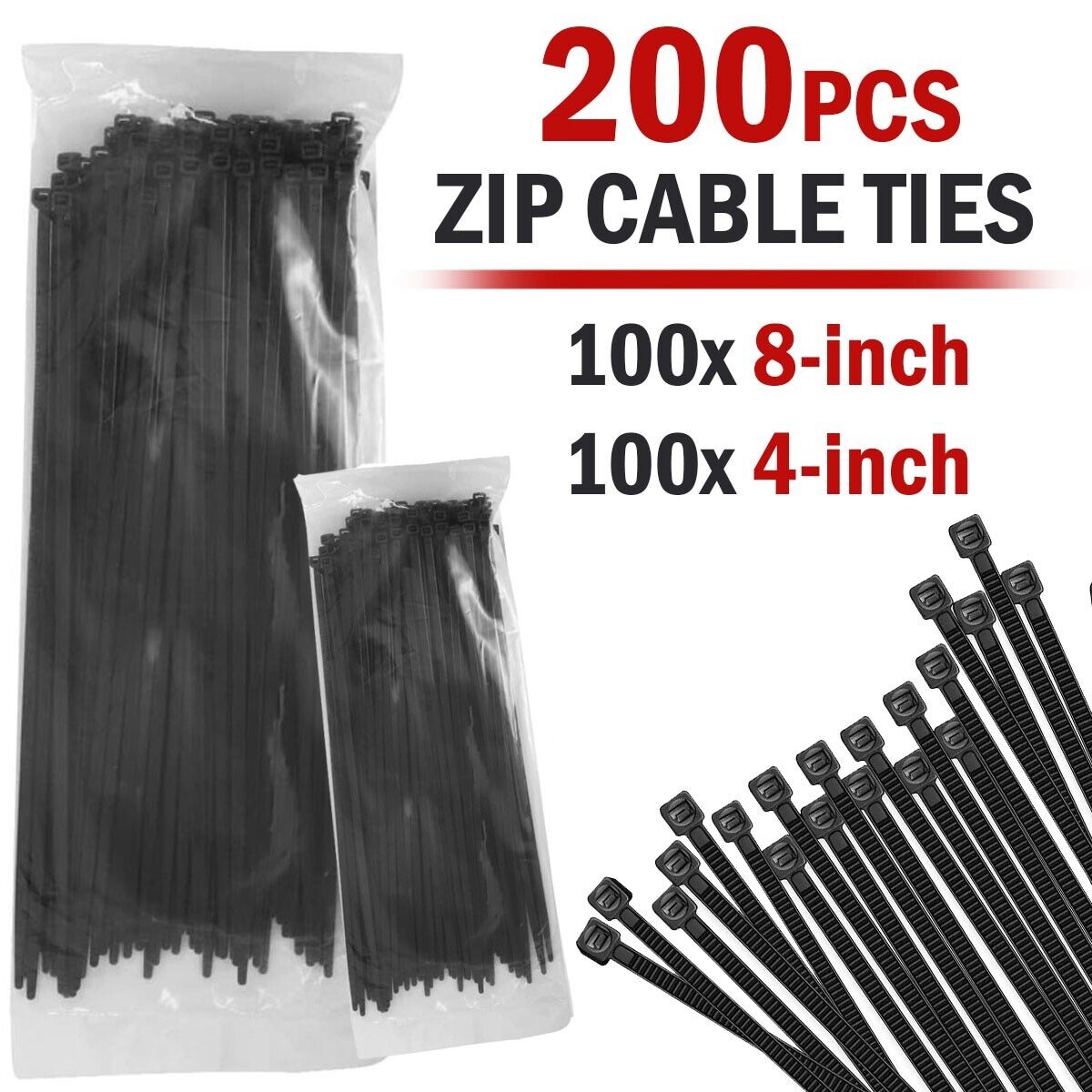 Pack Black Nylon Cable Ties 4