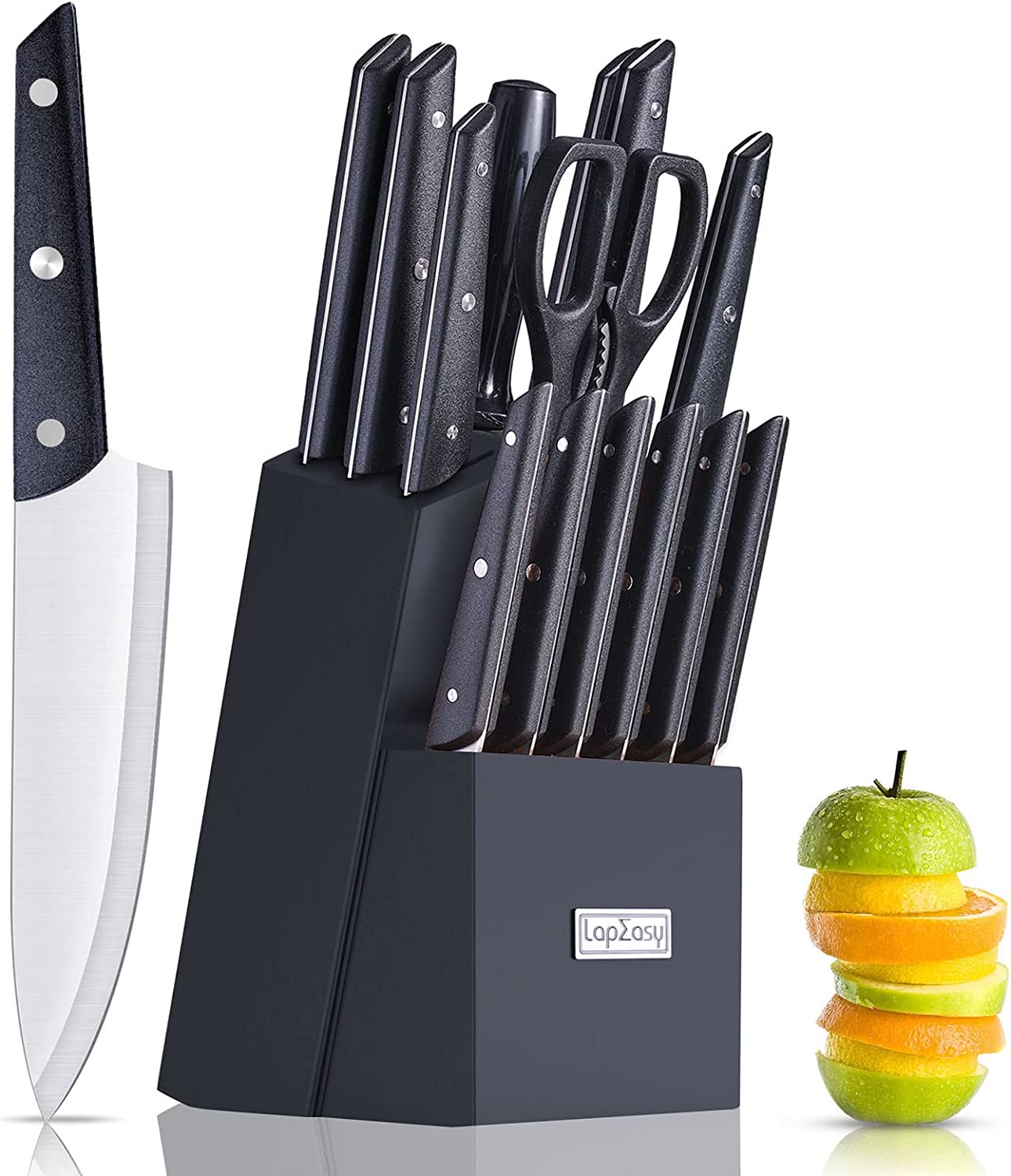 15-Piece Kitchen Knife Set with Block 