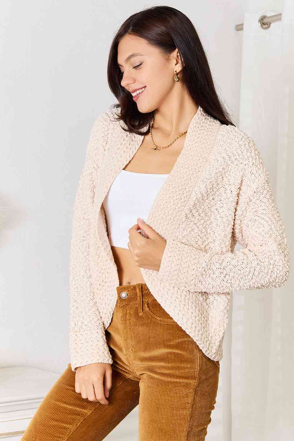 Double Take Open Front Long Sleeve Cardigan No 6