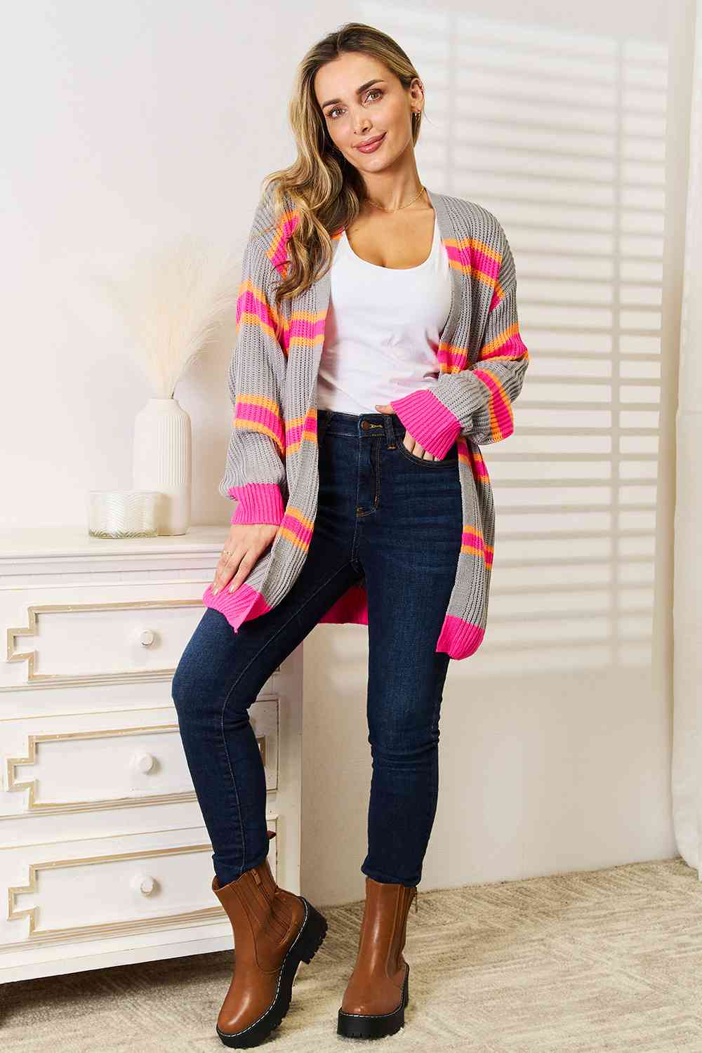 Woven Right Ribbed Long Sleeve Cardigan 5