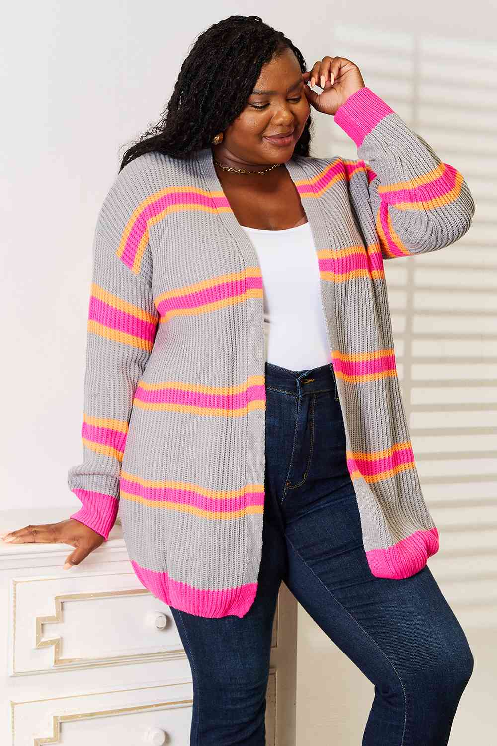 Woven Right Ribbed Long Sleeve Cardigan 6