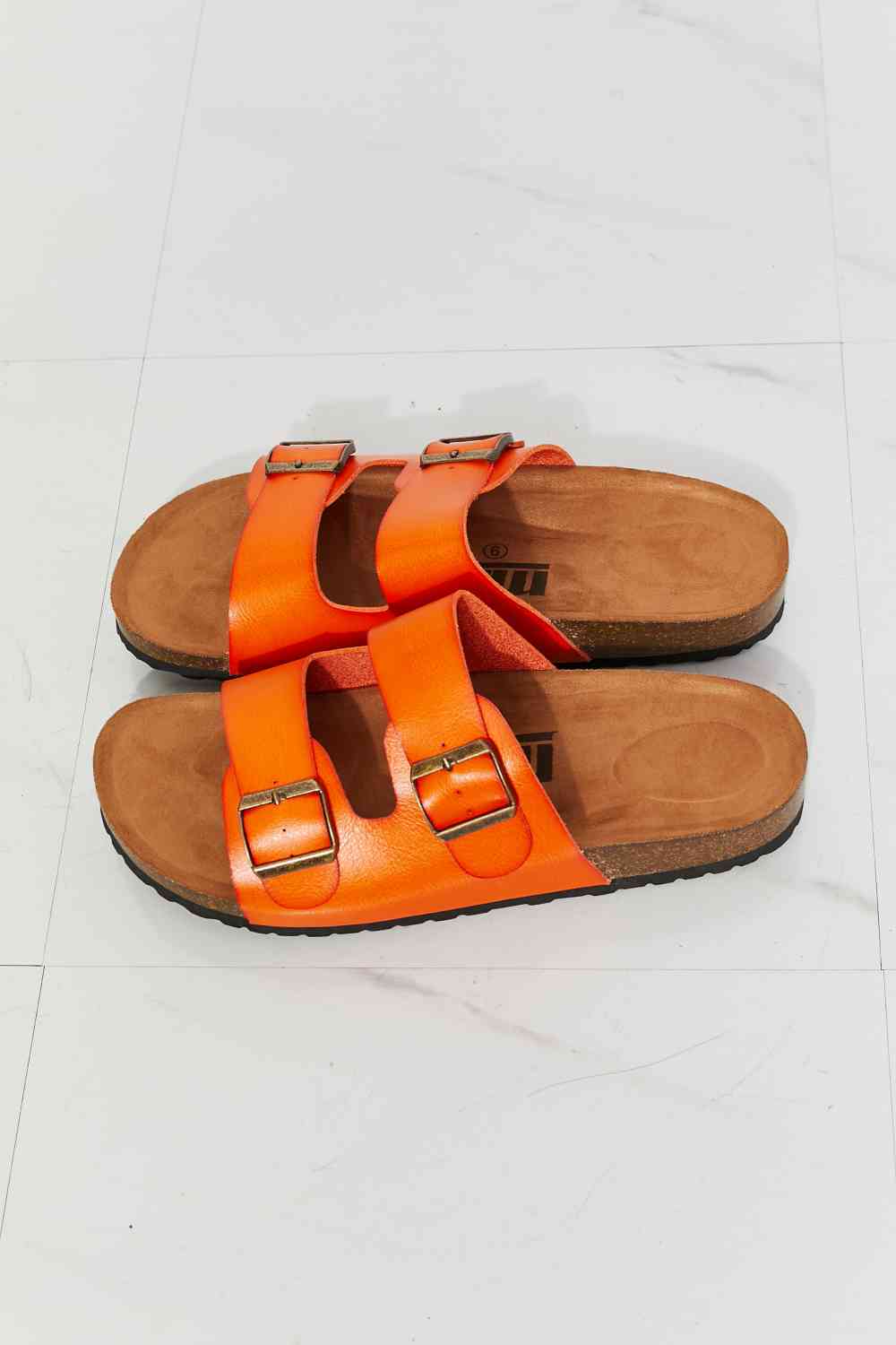 MMShoes Feeling Alive Double Banded Slide Sandals in Orange No 5