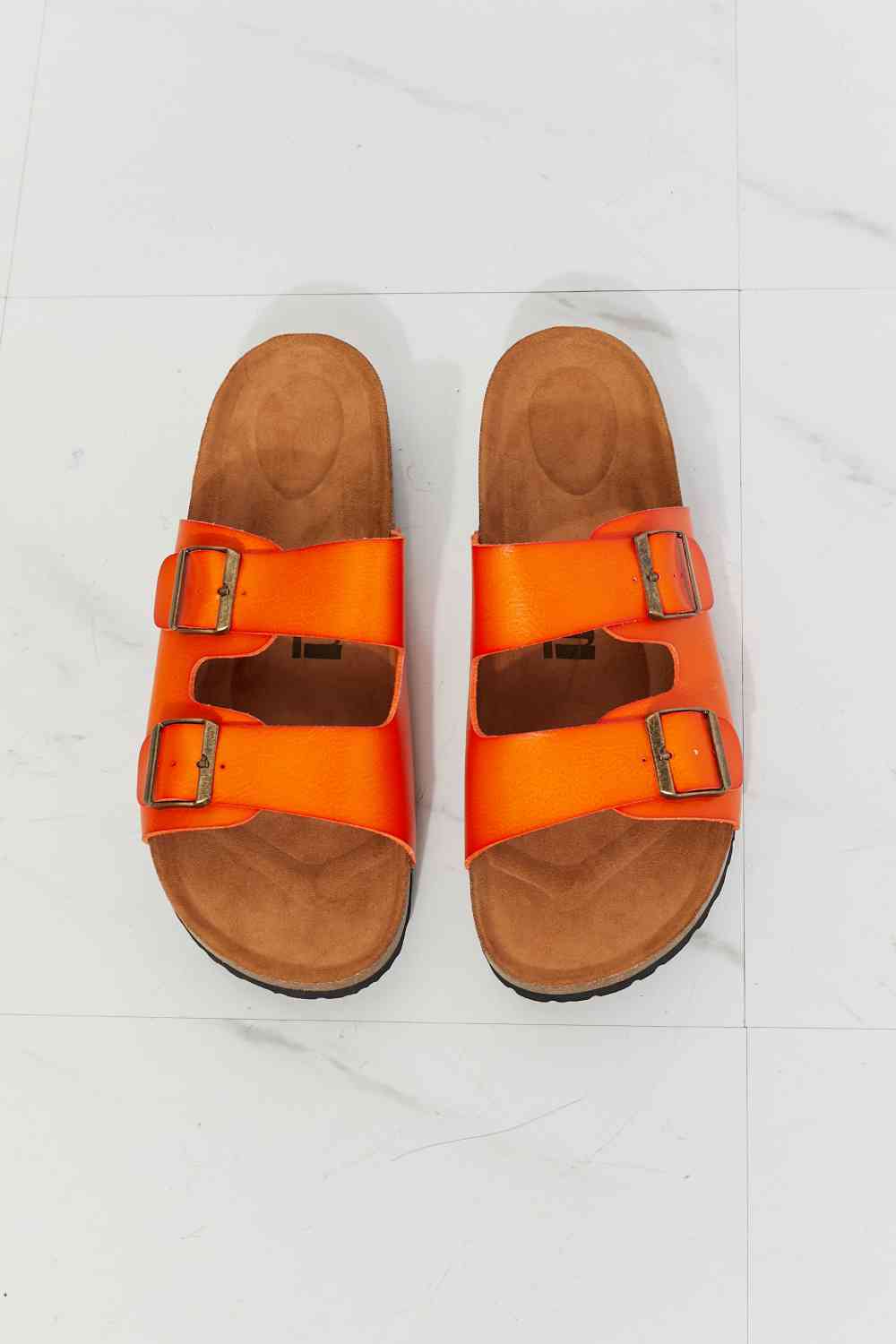 MMShoes Feeling Alive Double Banded Slide Sandals in Orange No 4