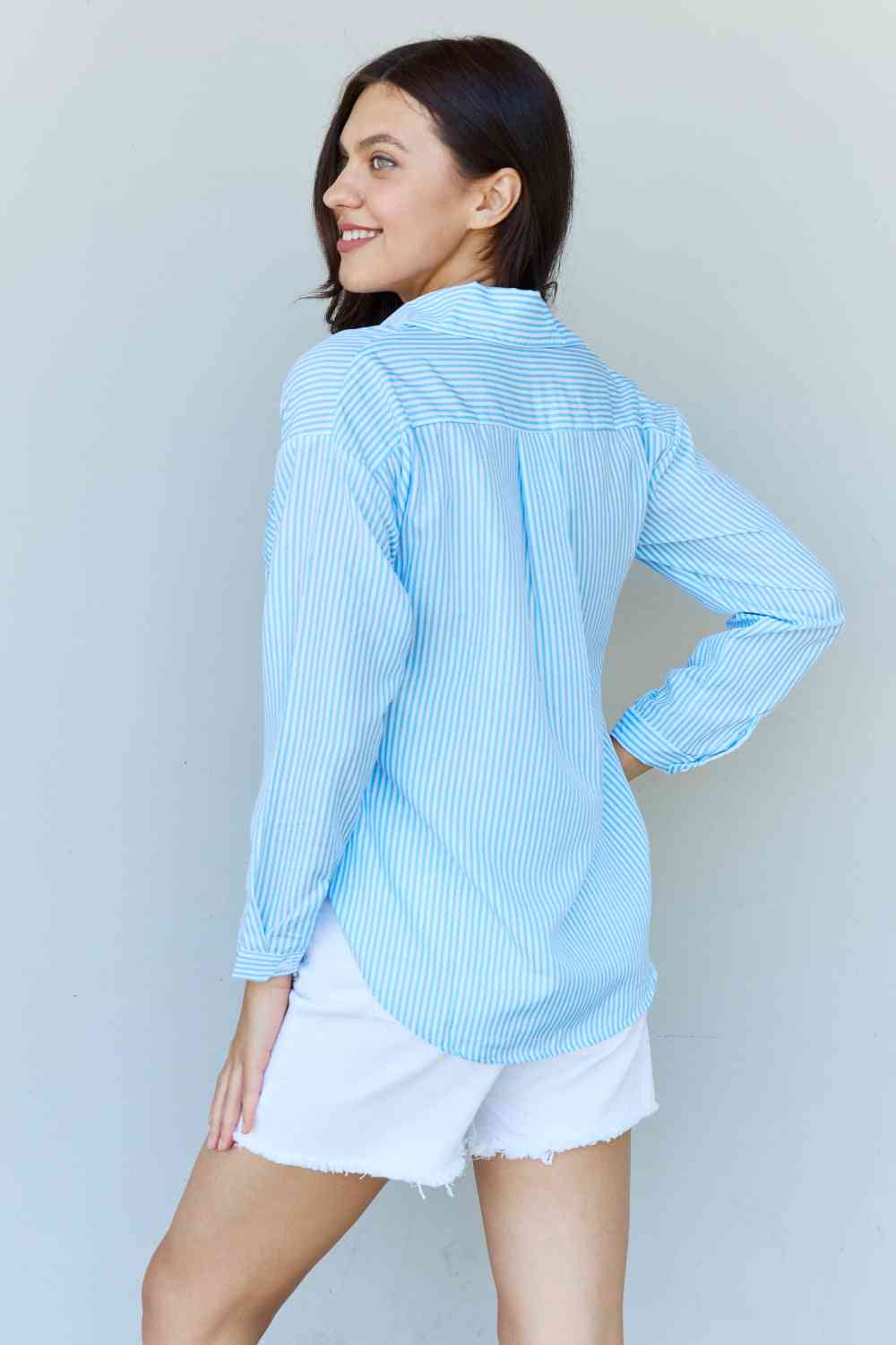 Doublju She Means Business Striped Button Down Shirt Top No 2