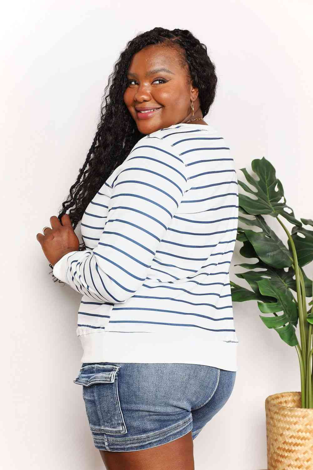 Double Take Striped Long Sleeve Round Neck Top No 9