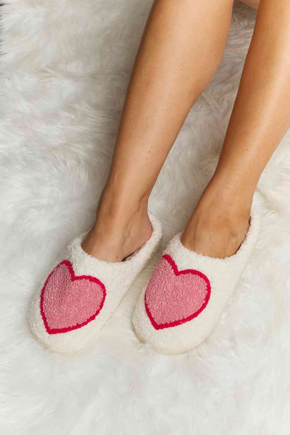 Melody Printed Plush Slide Slippers Heart No 2