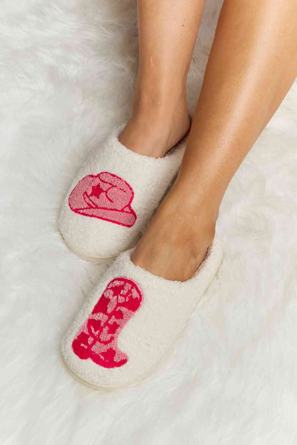 Melody Printed Plush Slide Slippers Pink No 3