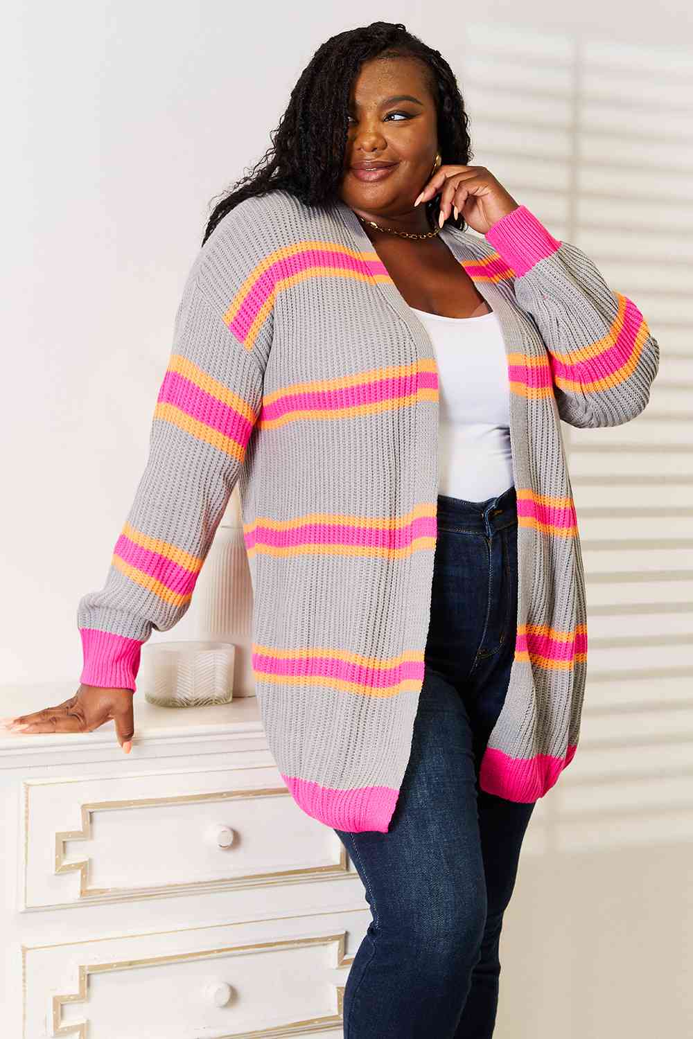 Woven Right Ribbed Long Sleeve Cardigan 7