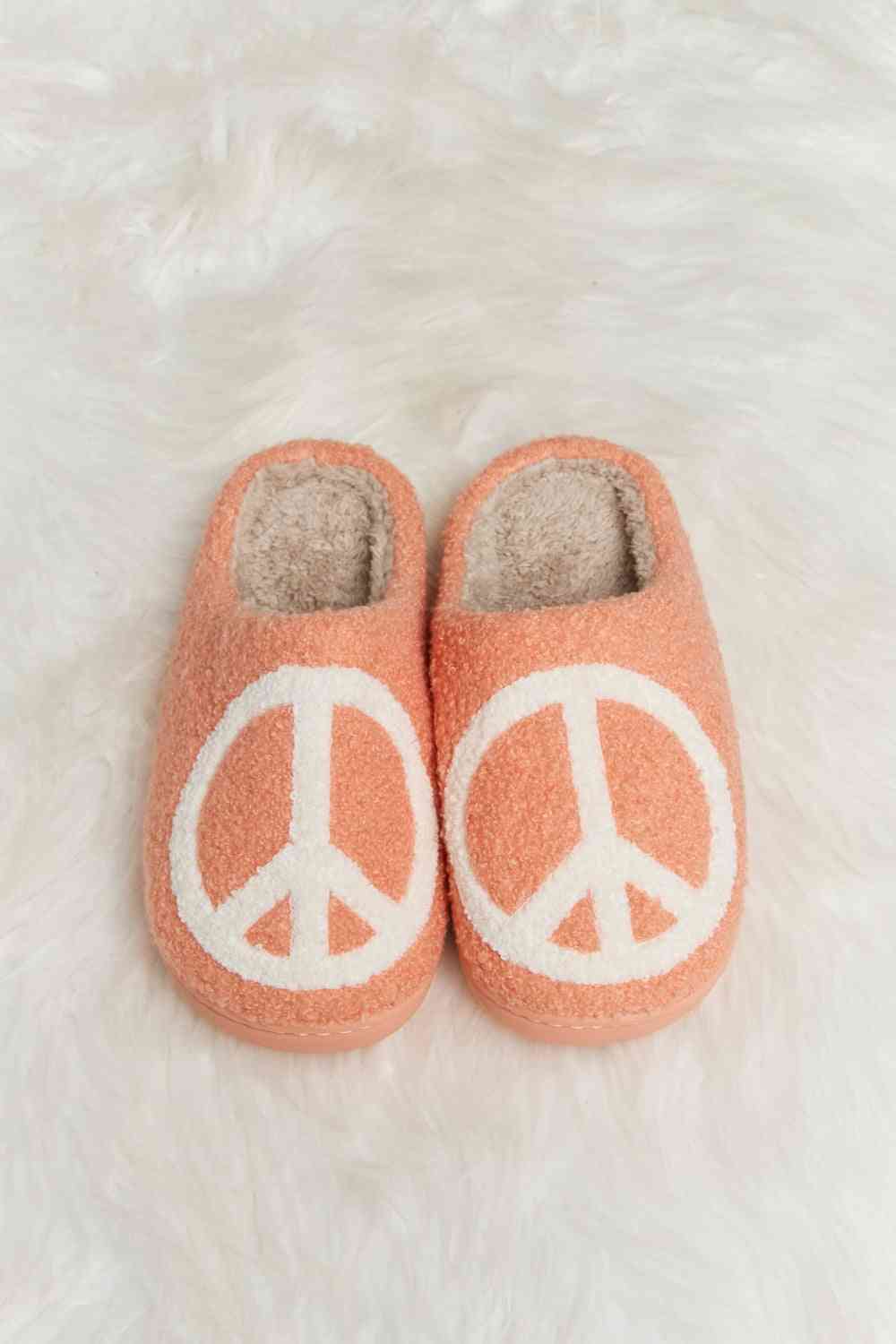 Melody Printed Plush Slide Slippers Peace and Love No 4