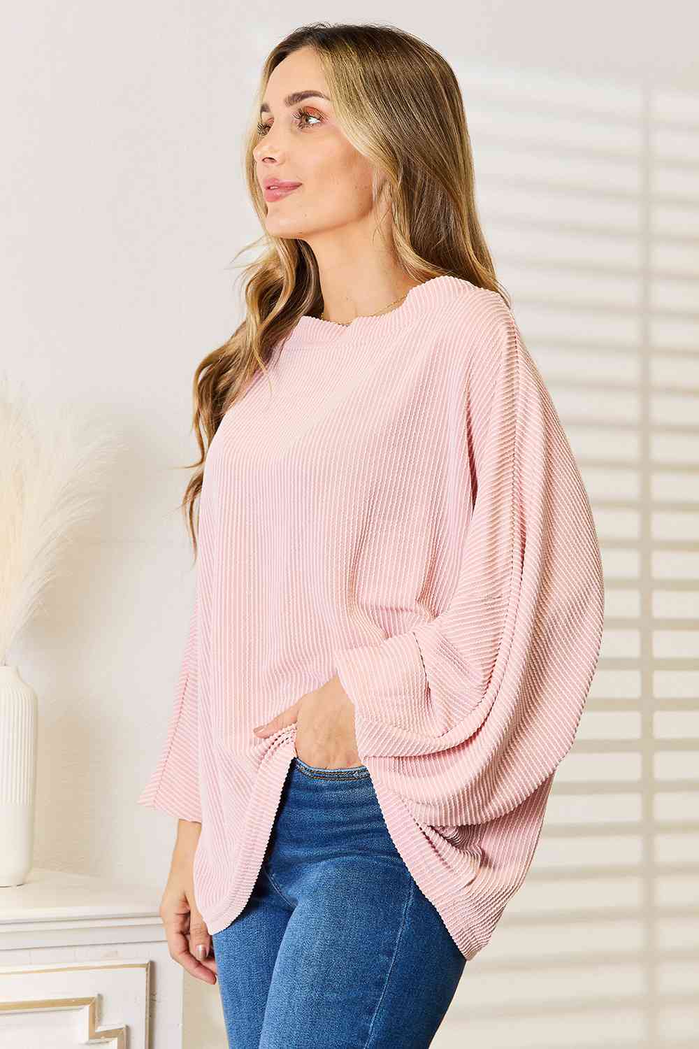 Double Take Ribbed Long Sleeve Top 3