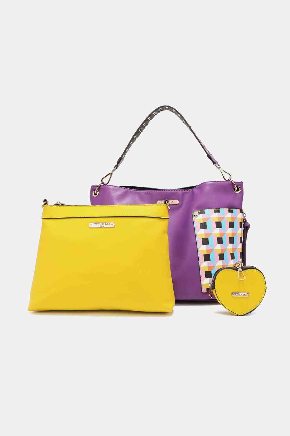 Nicole Lee USA Quihn 3-Piece Handbag Set Purpure