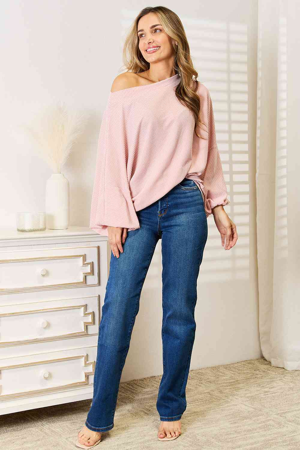 Double Take Ribbed Long Sleeve Top 4