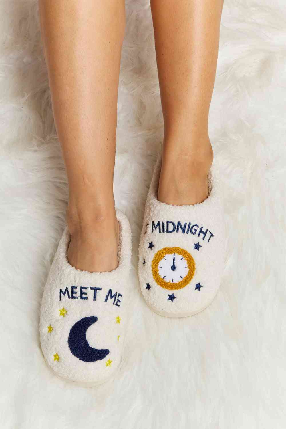 Melody Printed Plush Slide Slippers Midnight