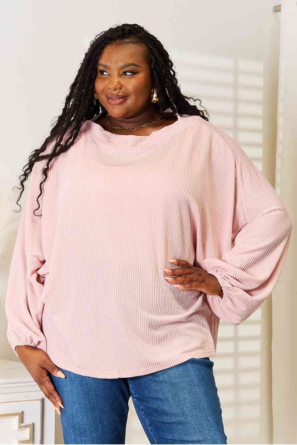 Double Take Ribbed Long Sleeve Top 5