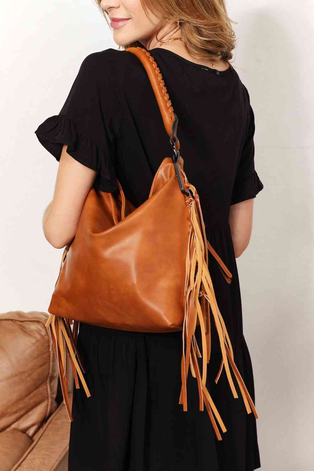 SHOMICO PU Leather Fringe Detail Shoulder Bag No 9