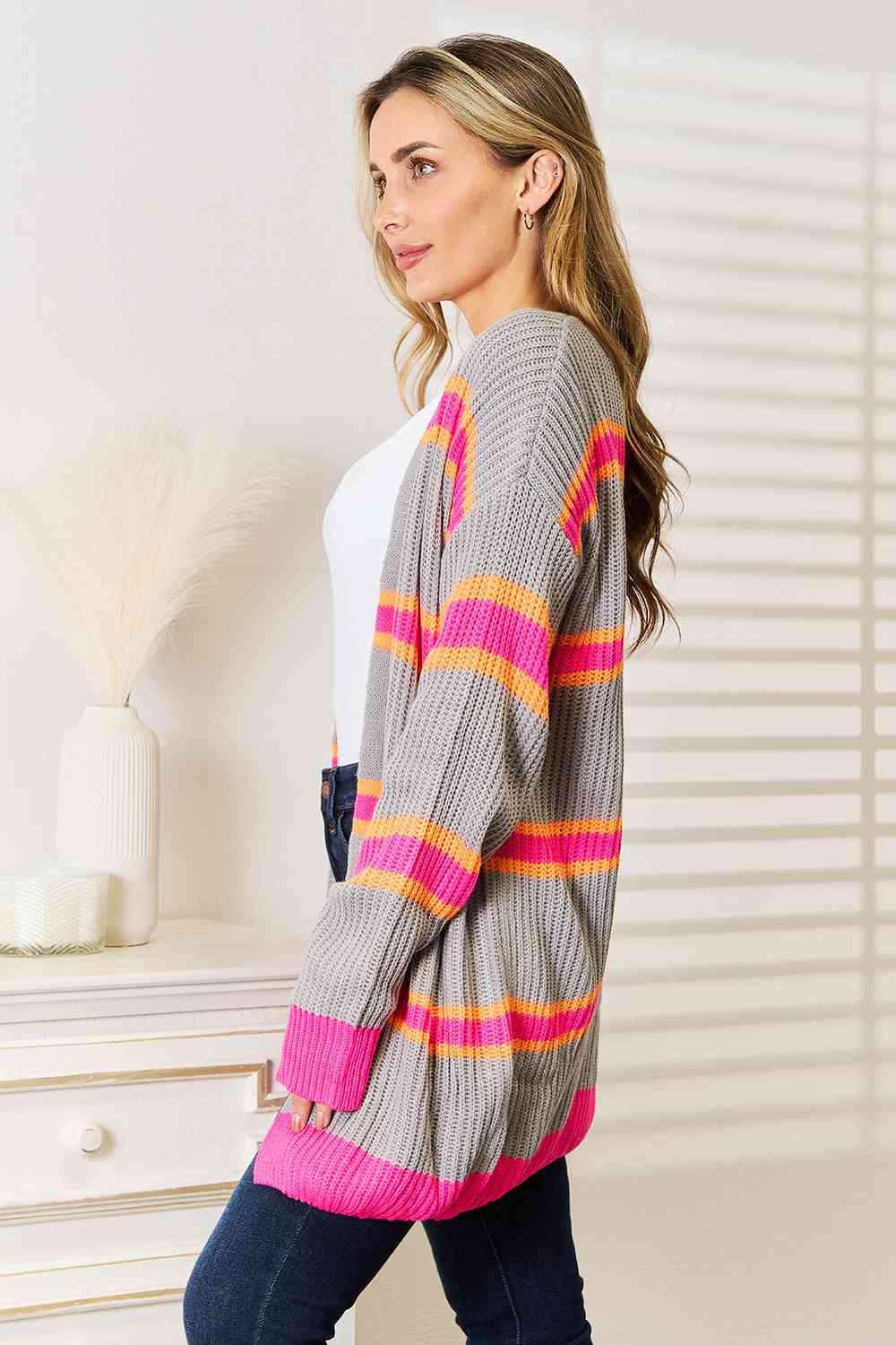 Woven Right Ribbed Long Sleeve Cardigan 4