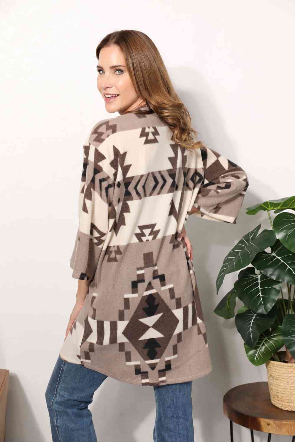 Sew In Love Full Size Cardigan with Aztec Pattern No 2